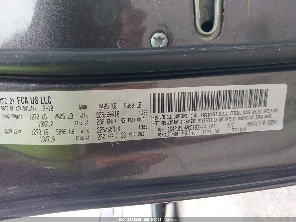 1C4PJMDN2KD163740 2019 JEEP CHEROKEE photo no. 9