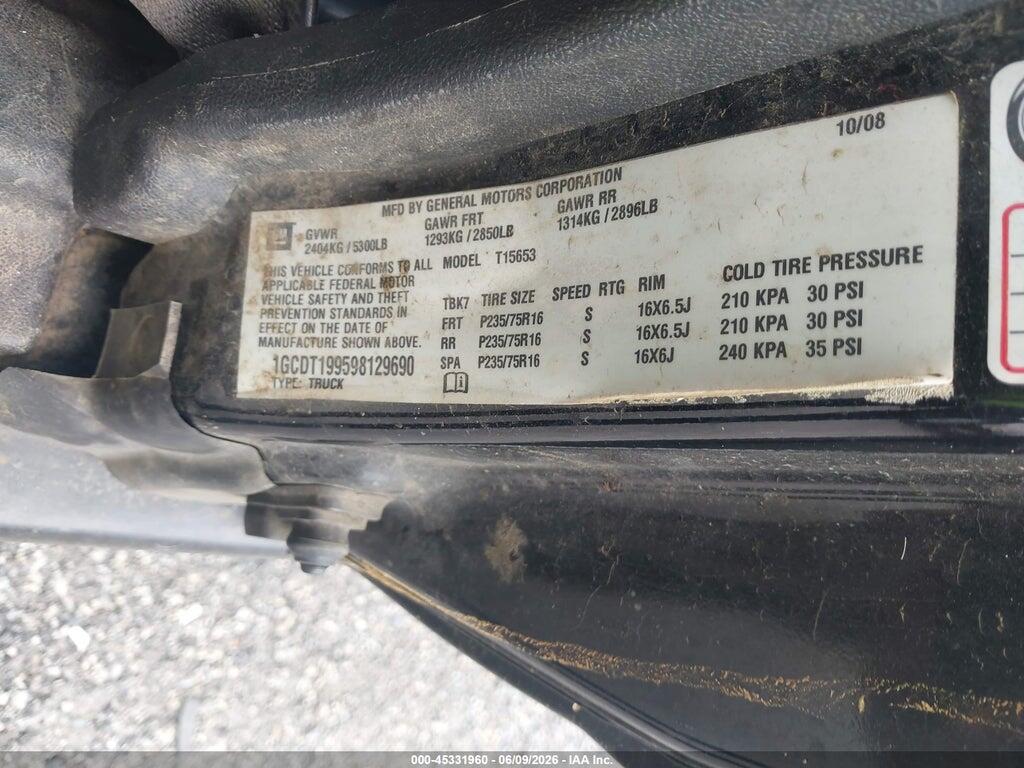 1GCDT199598129690 2009 CHEVROLET COLORADO photo no. 9