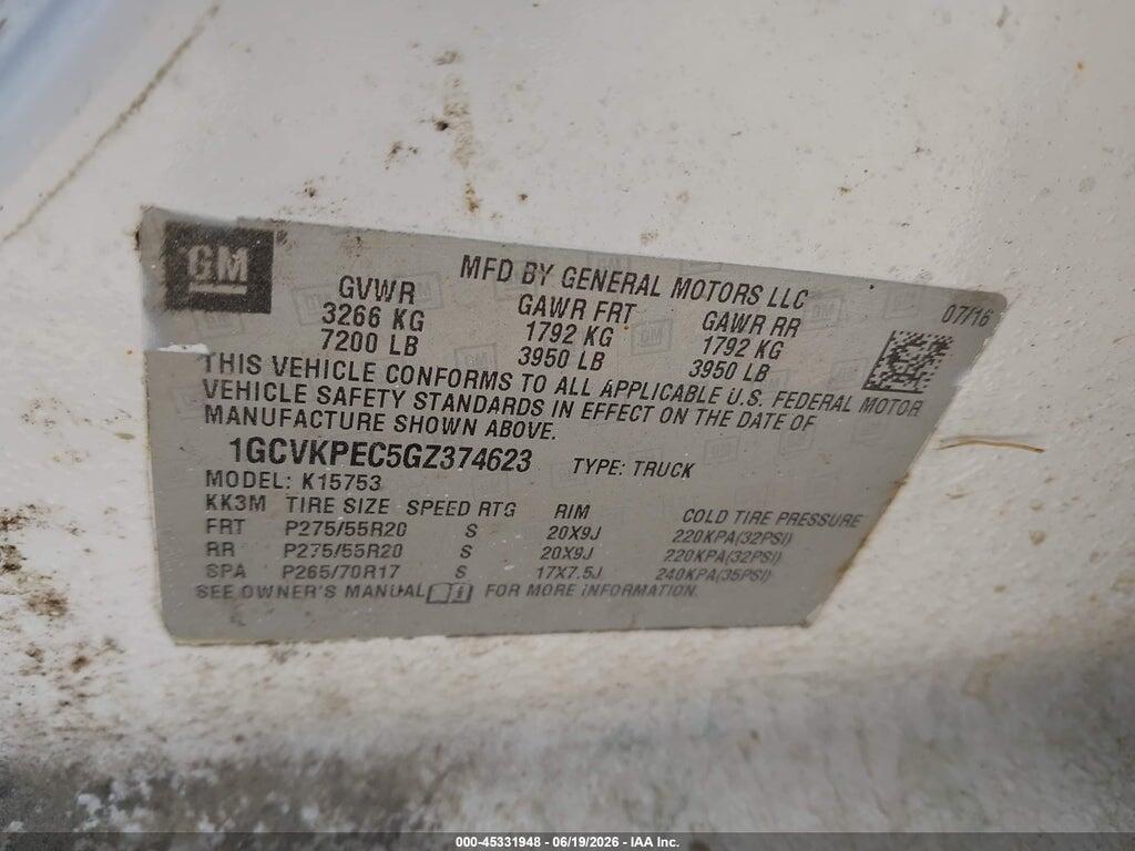1GCVKPEC5GZ374623 2016 CHEVROLET SILVERADO 1500 photo no. 9