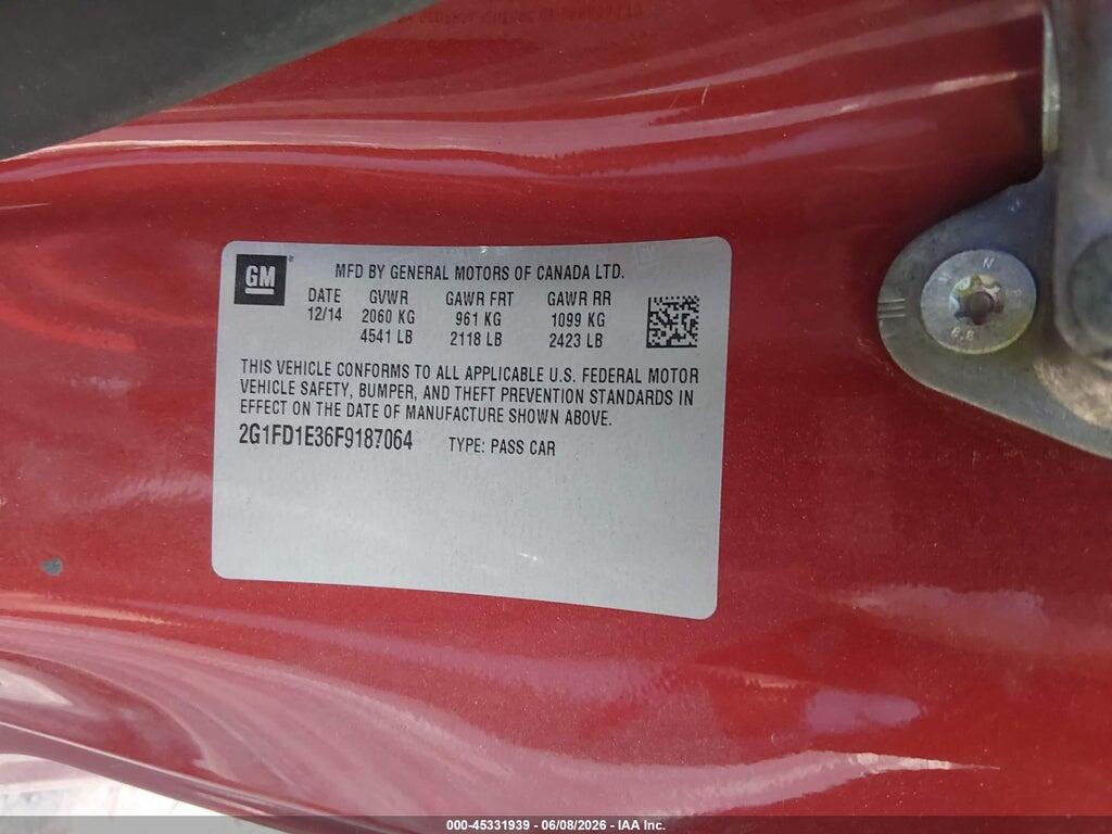 2G1FD1E36F9187064 2015 CHEVROLET CAMARO photo no. 9