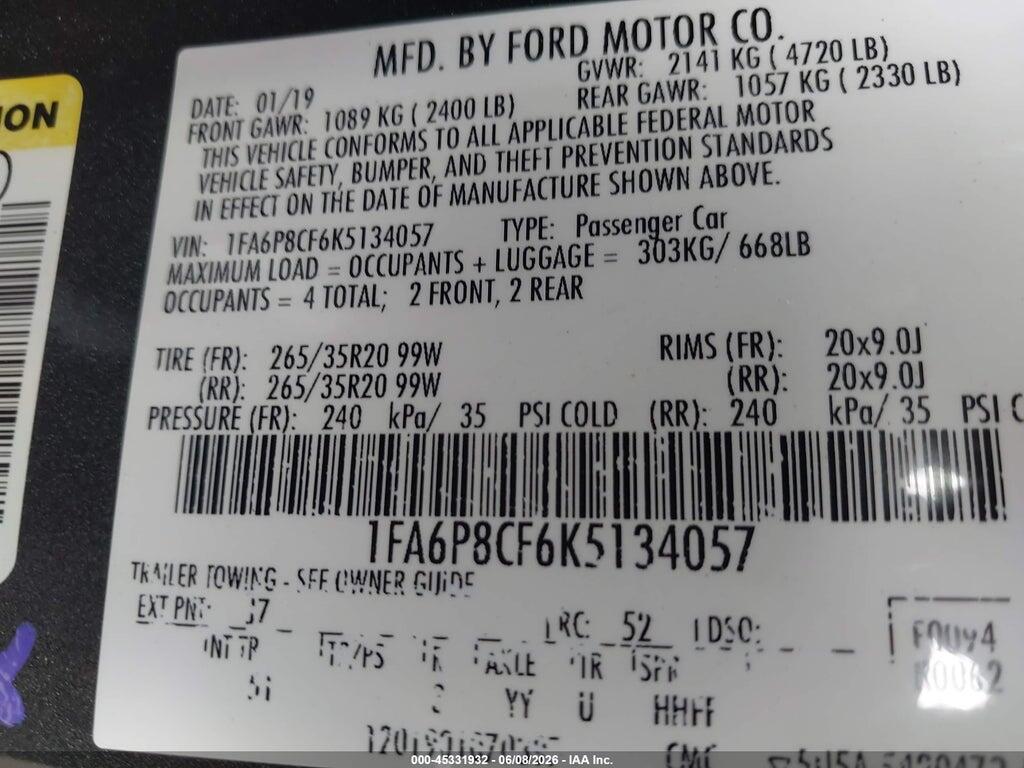 1FA6P8CF6K5134057 2019 FORD MUSTANG photo no. 9