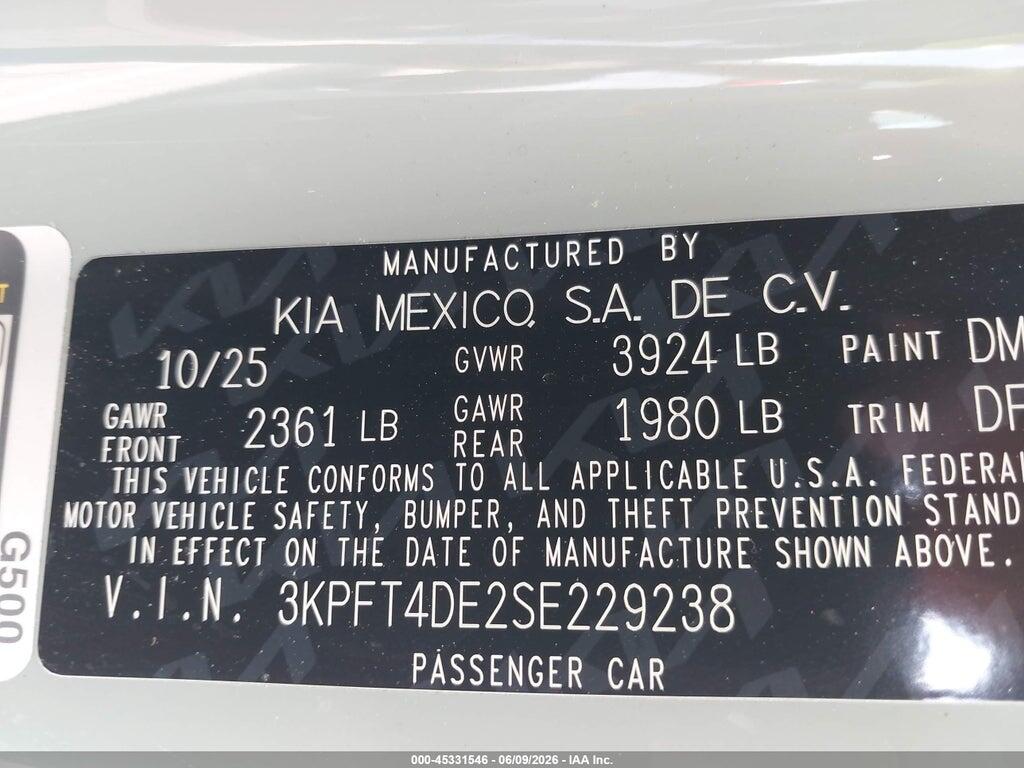 3KPFT4DE2SE229238 2025 KIA K4 photo no. 9