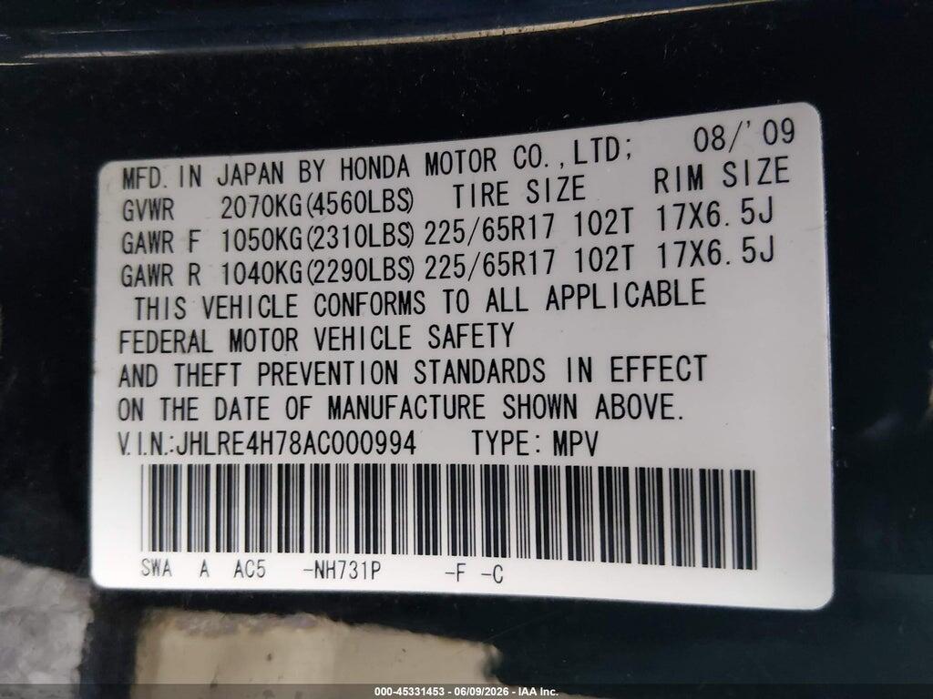 JHLRE4H78AC000994 2010 HONDA CR-V photo no. 9
