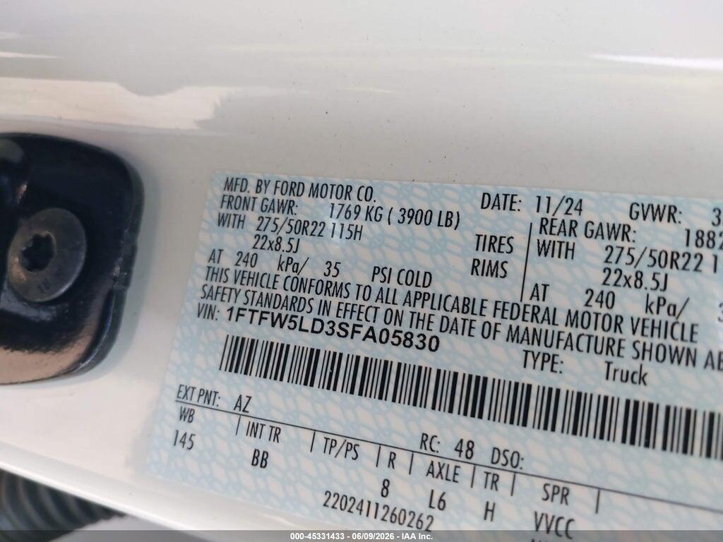 1FTFW5LD3SFA05830 2025 FORD F-150 photo no. 9