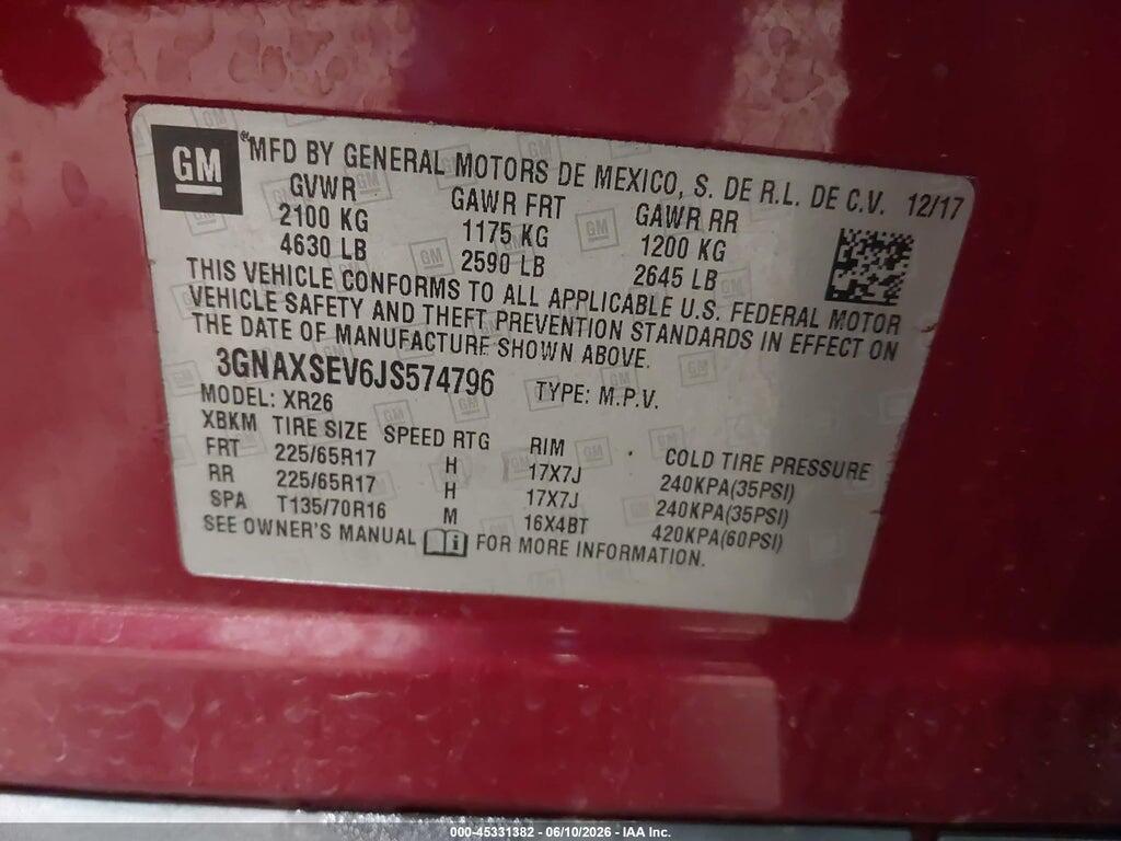 3GNAXSEV6JS574796 2018 CHEVROLET EQUINOX photo no. 9