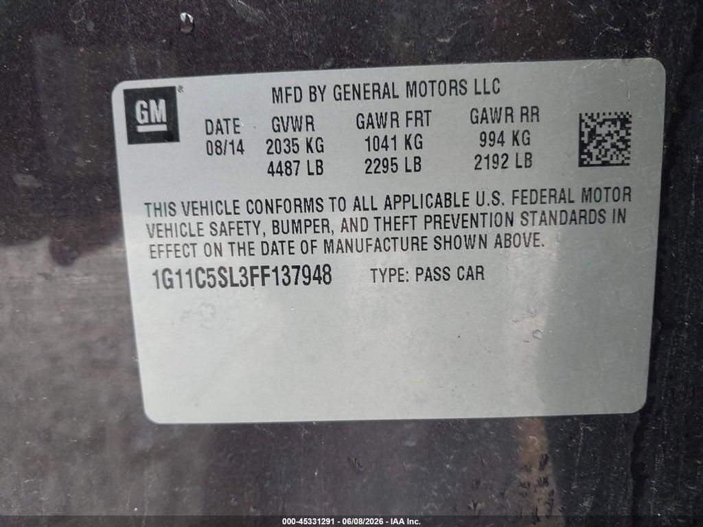 1G11C5SL3FF137948 2015 CHEVROLET MALIBU photo no. 9