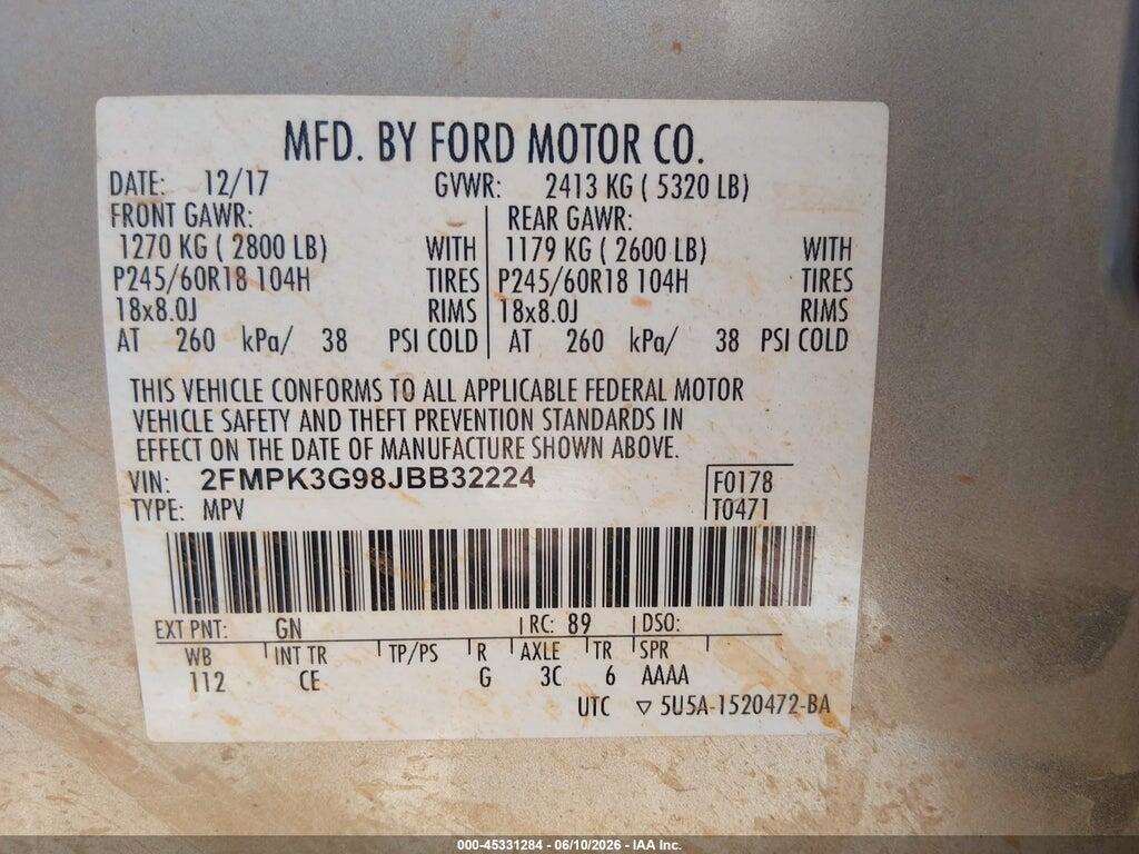 2FMPK3G98JBB32224 2018 FORD EDGE photo no. 9