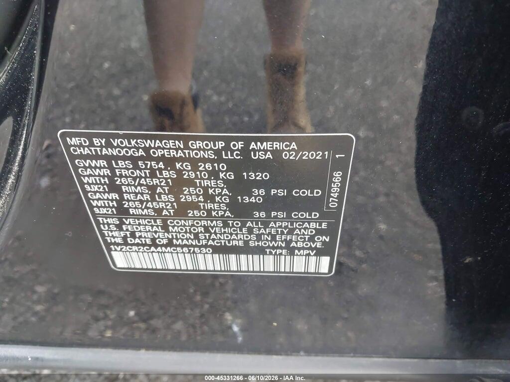 1V2CR2CA4MC567530 2021 VOLKSWAGEN ATLAS photo no. 9