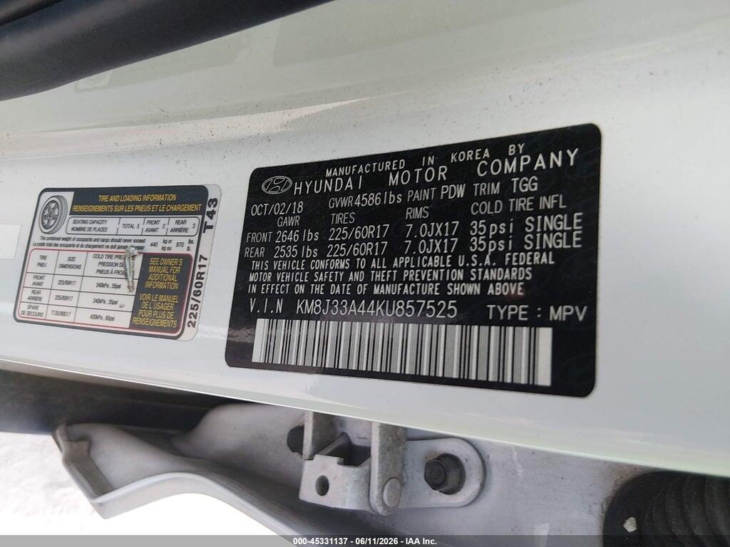 KM8J33A44KU857525 2019 HYUNDAI TUCSON photo no. 9