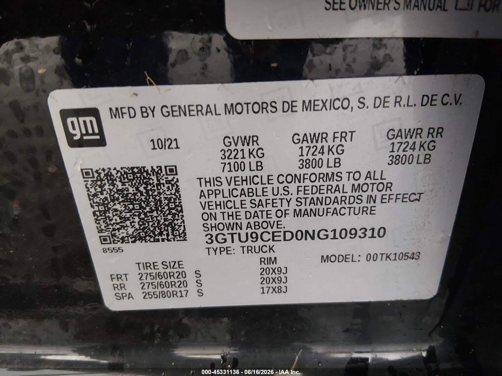 3GTU9CED0NG109310 2022 GMC SIERRA 1500 LIMITED photo no. 9