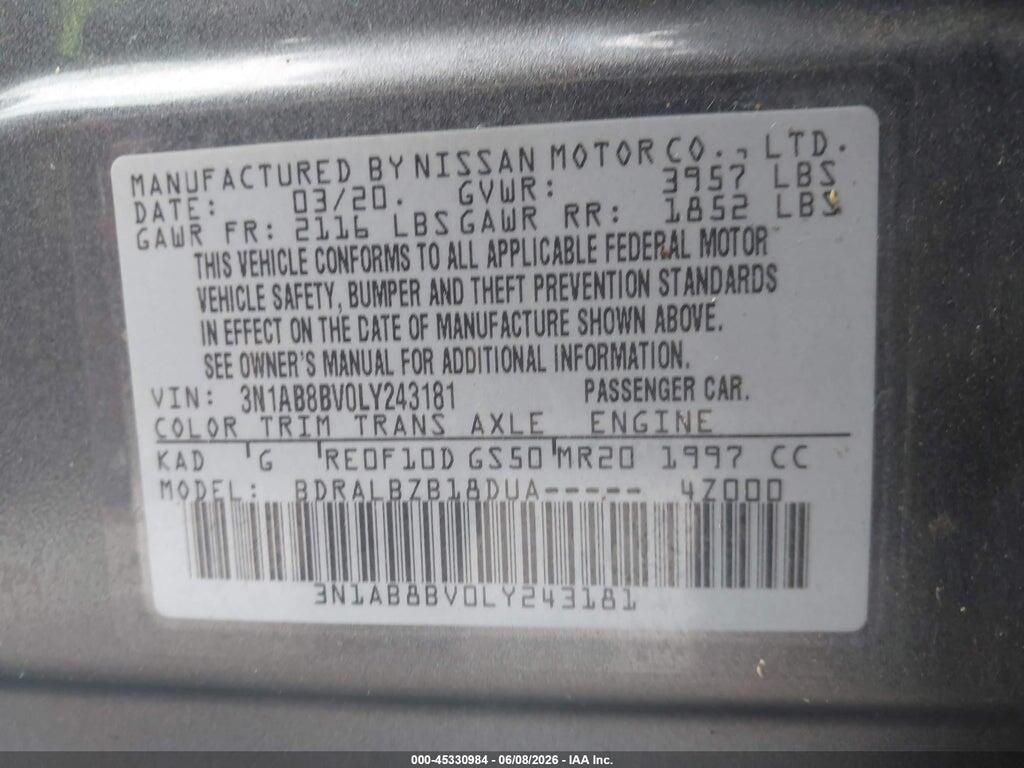 3N1AB8BV0LY243181 2020 NISSAN SENTRA photo no. 9