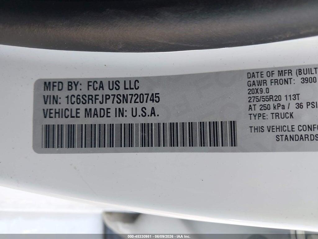 1C6SRFJP7SN720745 2025 RAM 1500 photo no. 9