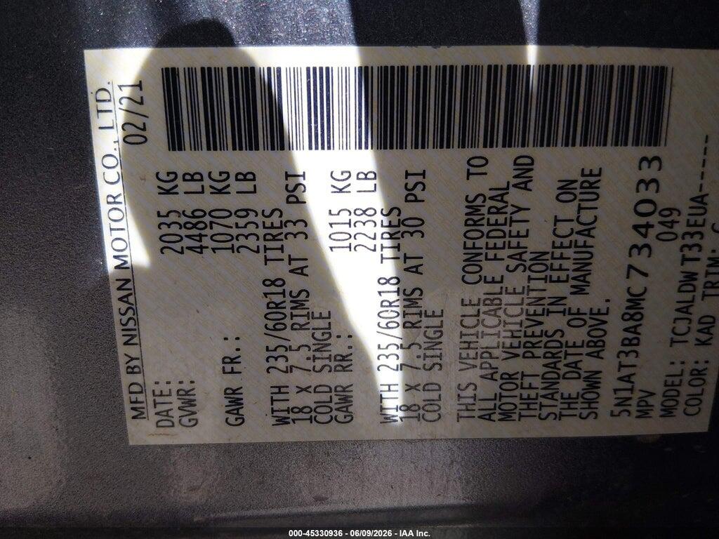 5N1AT3BA8MC734033 2021 NISSAN ROGUE photo no. 9