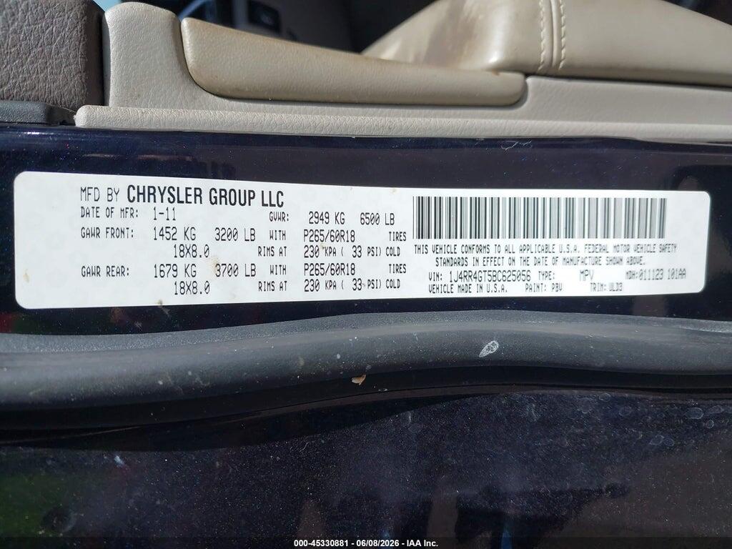 1J4RR4GT5BC625056 2011 JEEP GRAND CHEROKEE photo no. 9