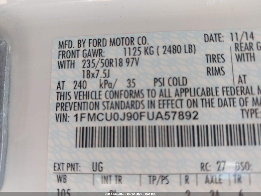 1FMCU0J90FUA57892 2015 FORD ESCAPE photo no. 9