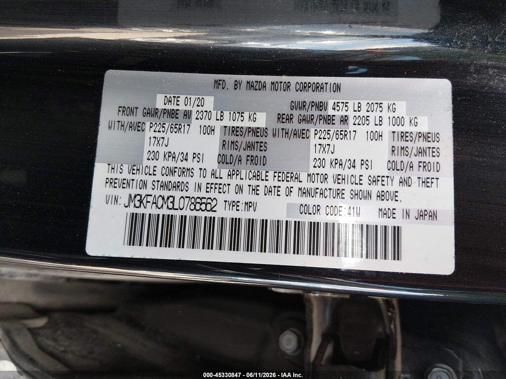 JM3KFACM3L0786562 2020 MAZDA CX-5 photo no. 9