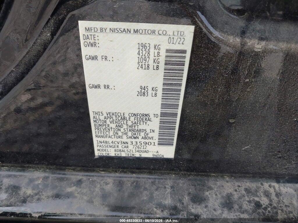 1N4BL4CV3NN335901 2022 NISSAN ALTIMA photo no. 9