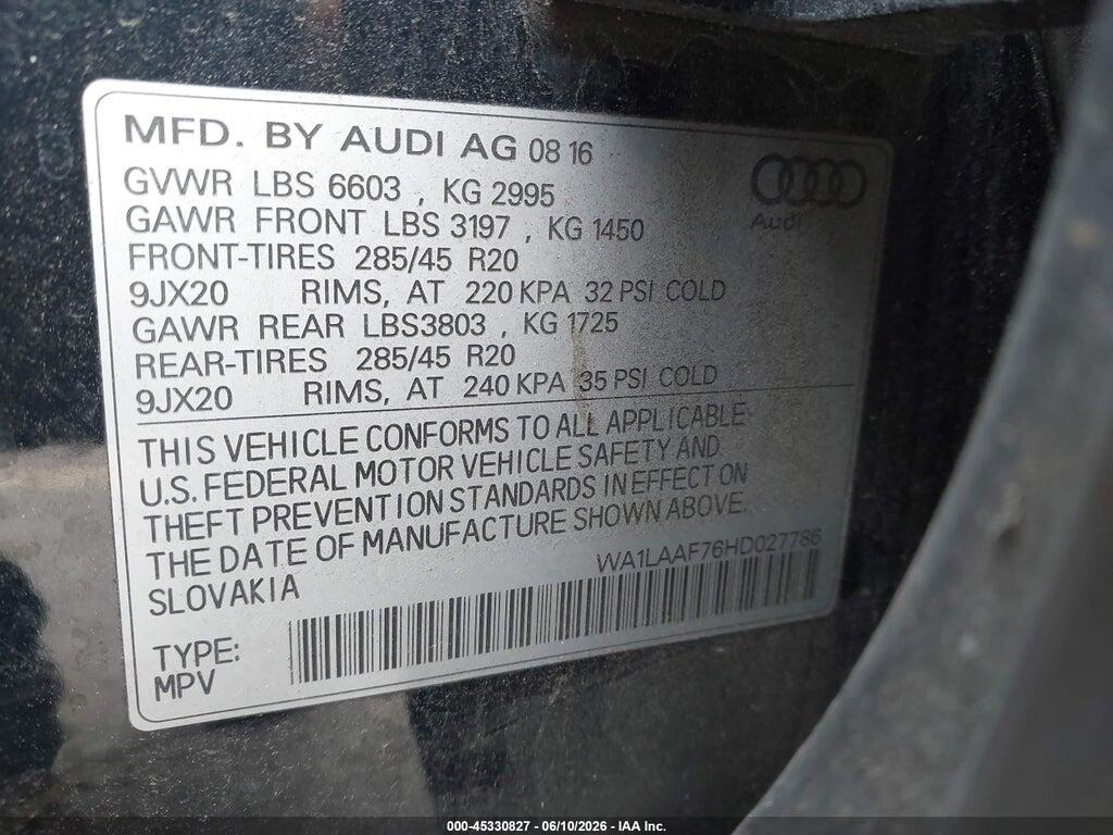 WA1LAAF76HD027786 2017 AUDI Q7 photo no. 9