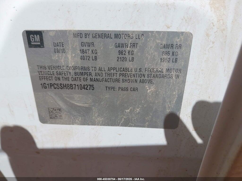 1G1PC5SH8B7104275 2011 CHEVROLET CRUZE photo no. 9