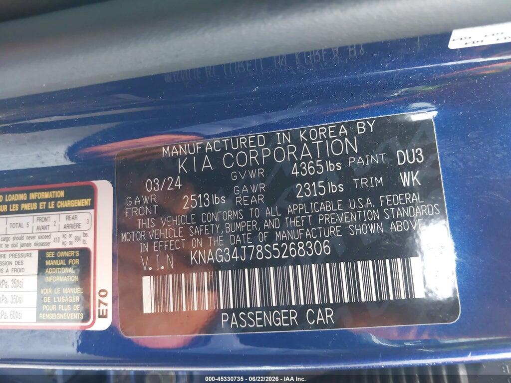 KNAG34J78S5268306 2025 KIA K5 photo no. 9