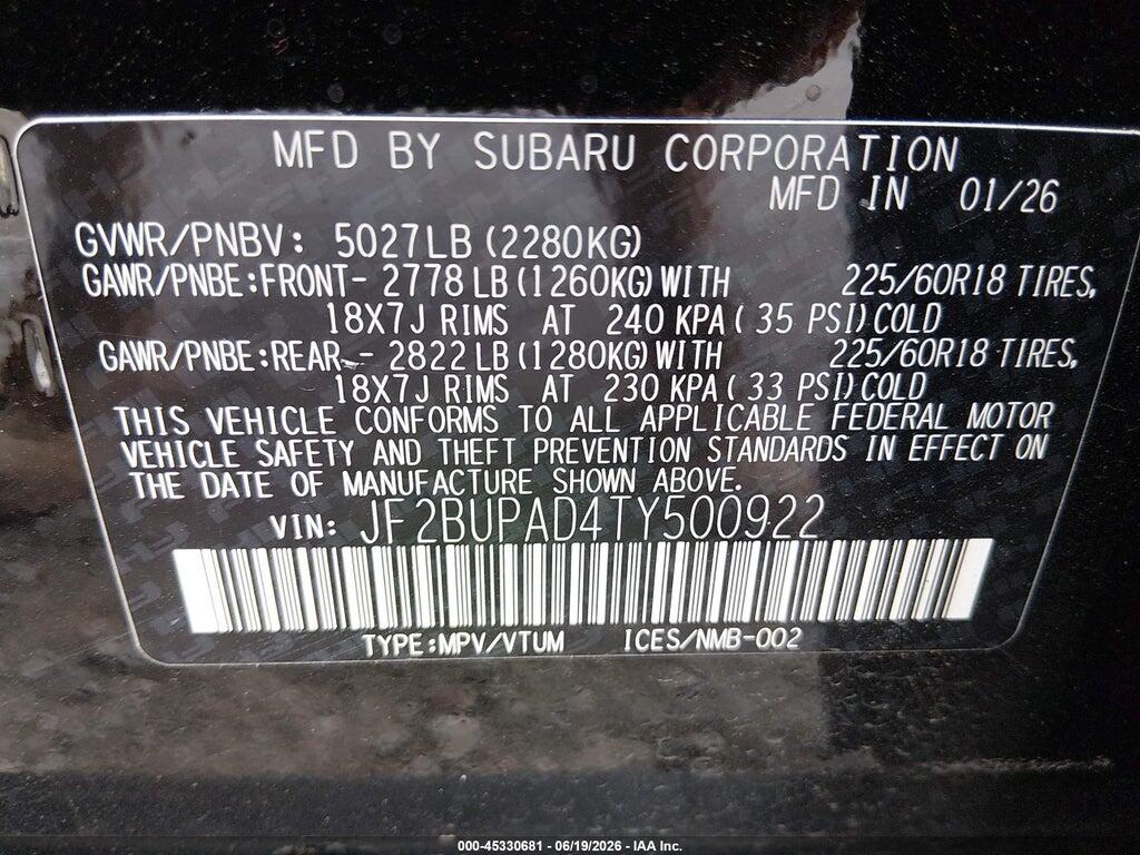 JF2BUPAD4TY500922 2026 SUBARU OUTBACK photo no. 9