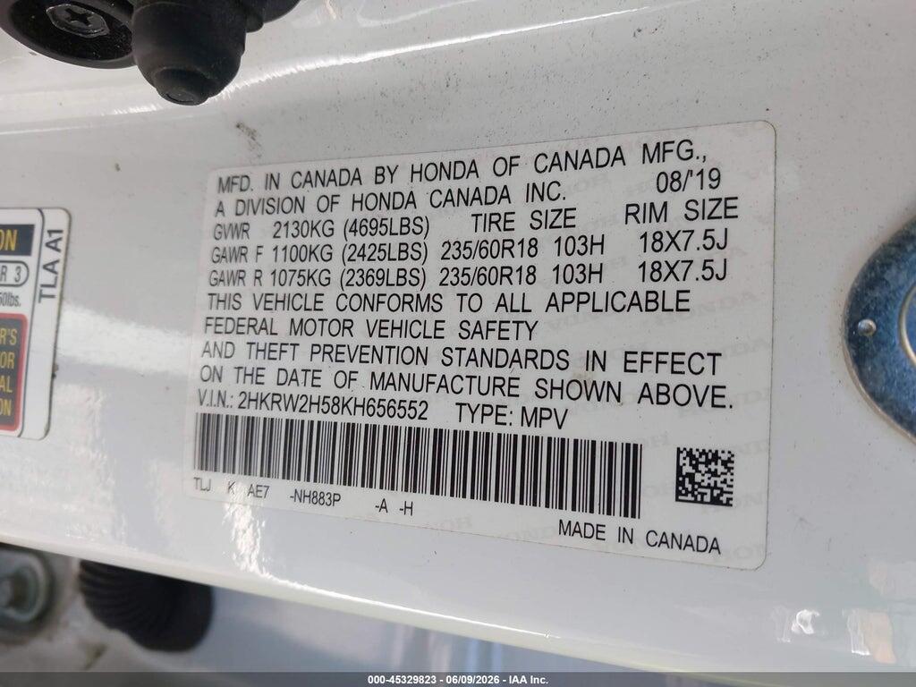 2HKRW2H58KH656552 2019 HONDA CR-V photo no. 9