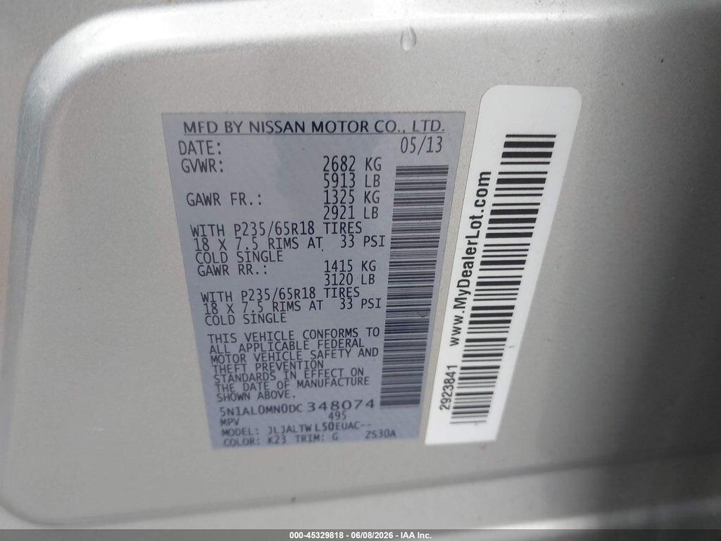 5N1AL0MN0DC348074 2013 INFINITI JX35 photo no. 9