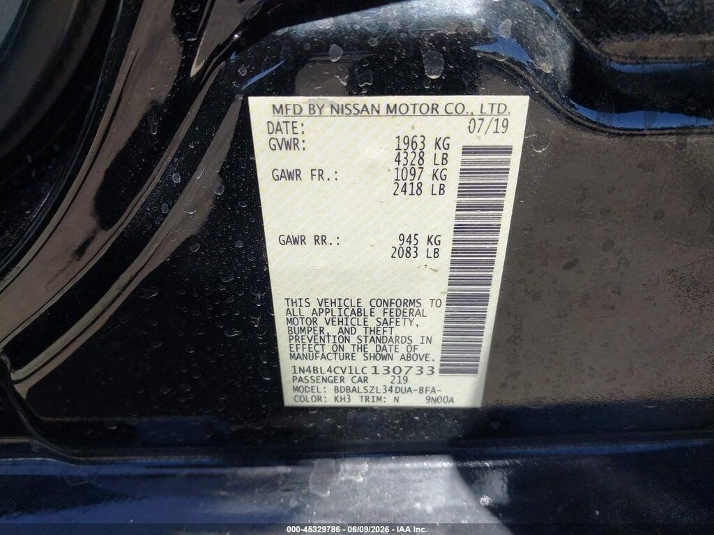 1N4BL4CV1LC130733 2020 NISSAN ALTIMA photo no. 9
