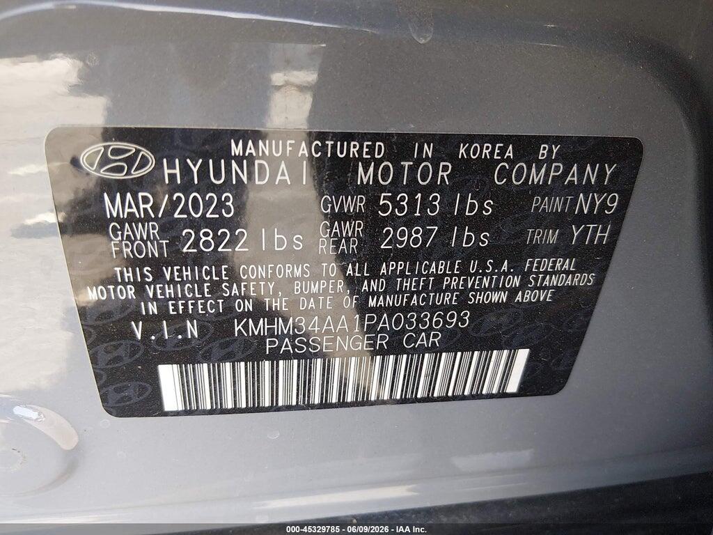 KMHM34AA1PA033693 2023 HYUNDAI IONIQ 6 photo no. 9