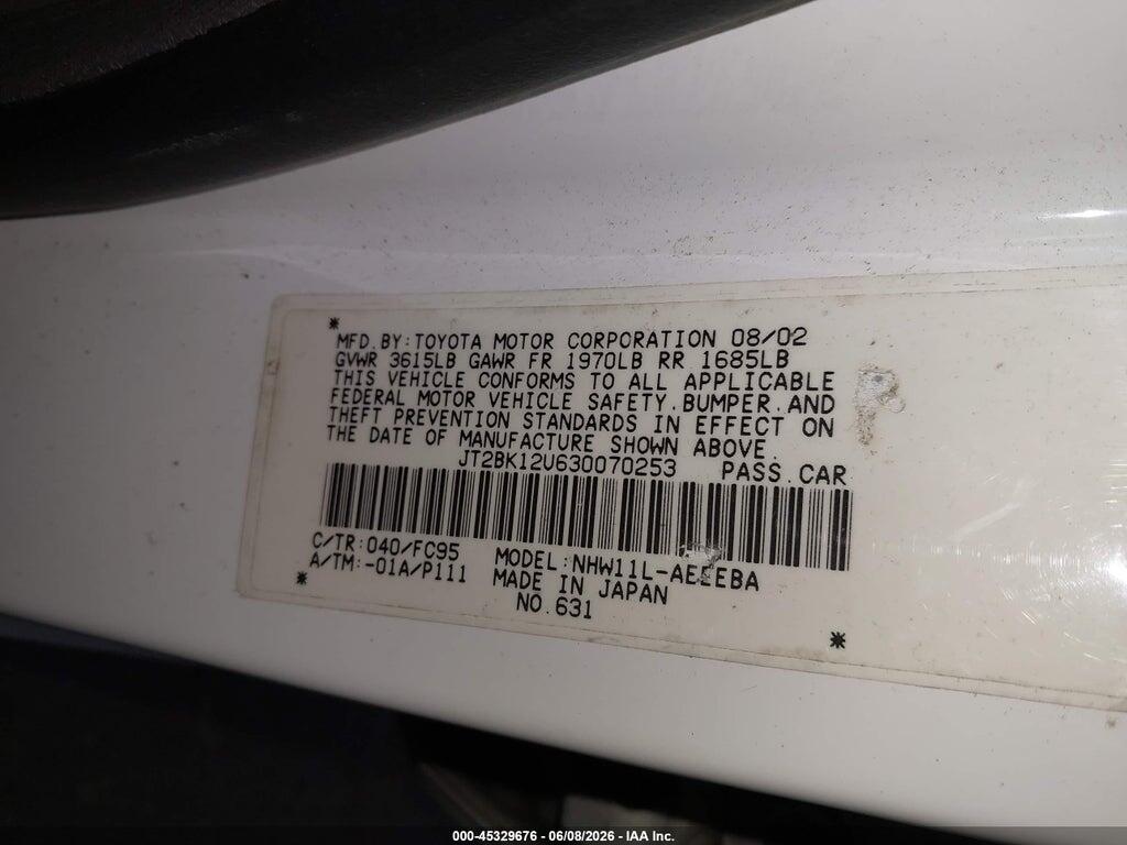 JT2BK12U630070253 2003 TOYOTA PRIUS photo no. 9