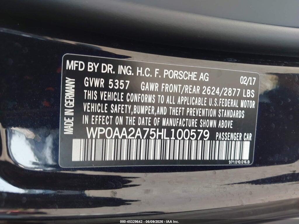 WP0AA2A75HL100579 2017 PORSCHE PANAMERA photo no. 9