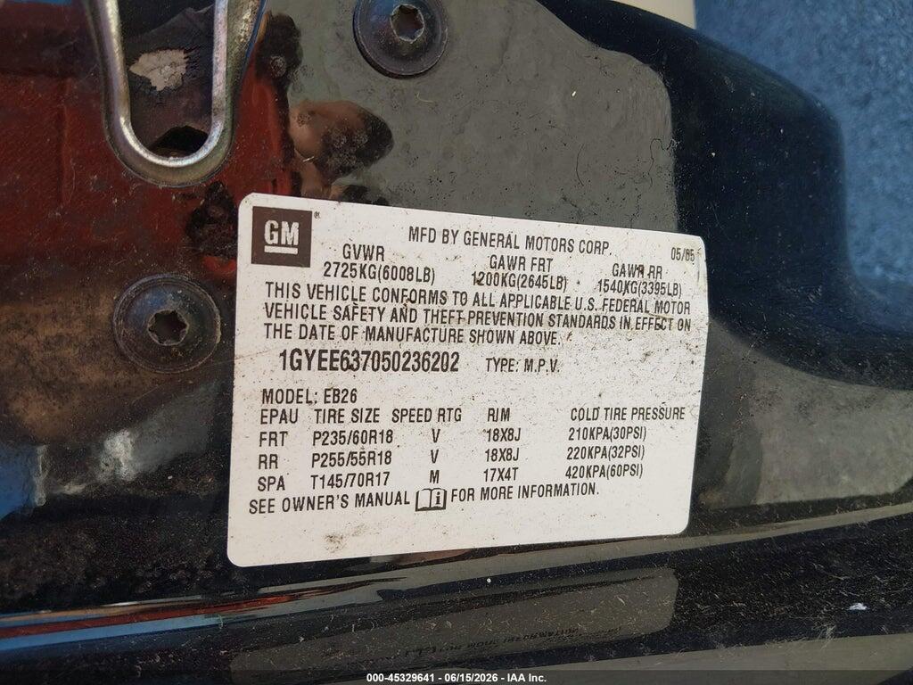 1GYEE637050236202 2005 CADILLAC SRX photo no. 9