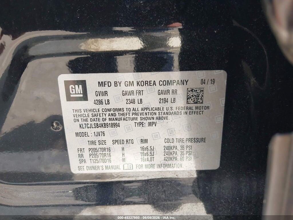 KL7CJLSB4KB918994 2019 CHEVROLET TRAX photo no. 9