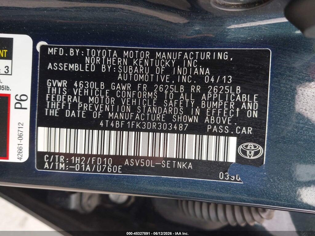 4T4BF1FK3DR303487 2013 TOYOTA CAMRY photo no. 9