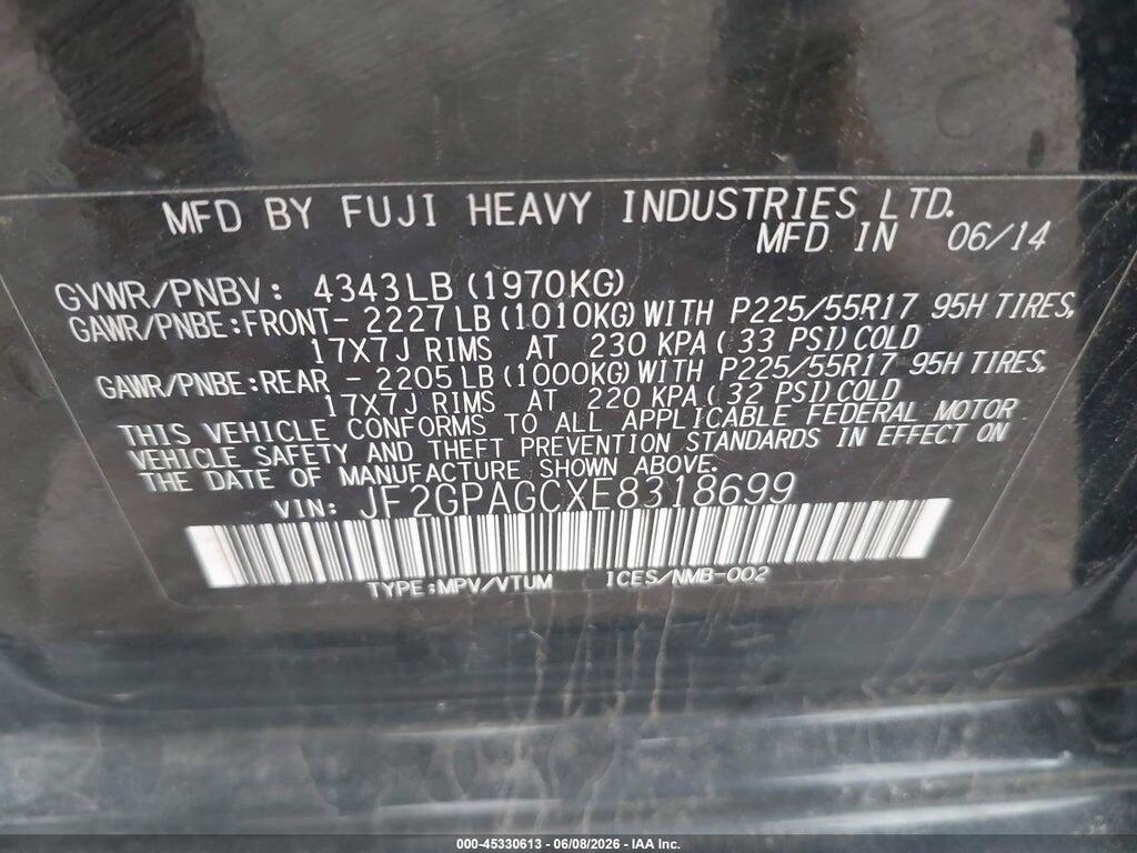 JF2GPAGCXE8318699 2014 SUBARU XV CROSSTREK photo no. 9