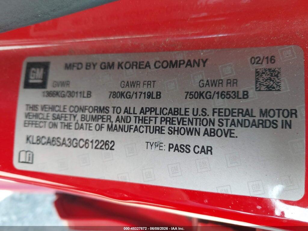 KL8CA6SA3GC612262 2016 CHEVROLET SPARK photo no. 9