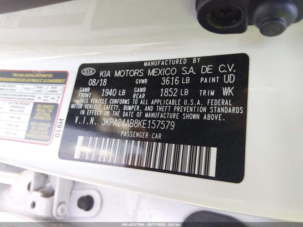 3KPA24AB8KE157579 2019 KIA RIO photo no. 9