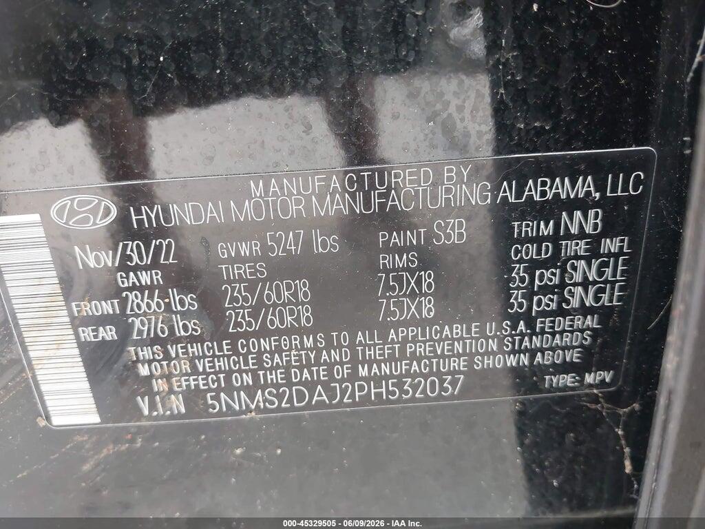 5NMS2DAJ2PH532037 2023 HYUNDAI SANTA FE photo no. 9