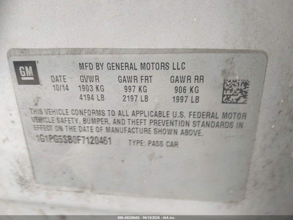 1G1PG5SB0F7120461 2015 CHEVROLET CRUZE photo no. 9
