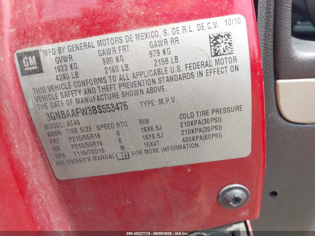 3GNBAAFW3BS553476 2011 CHEVROLET HHR photo no. 9