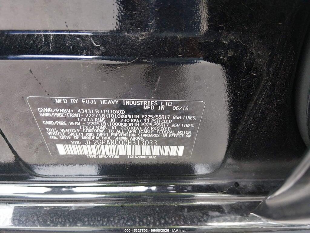 JF2GPANC0GH313033 2016 SUBARU CROSSTREK photo no. 9