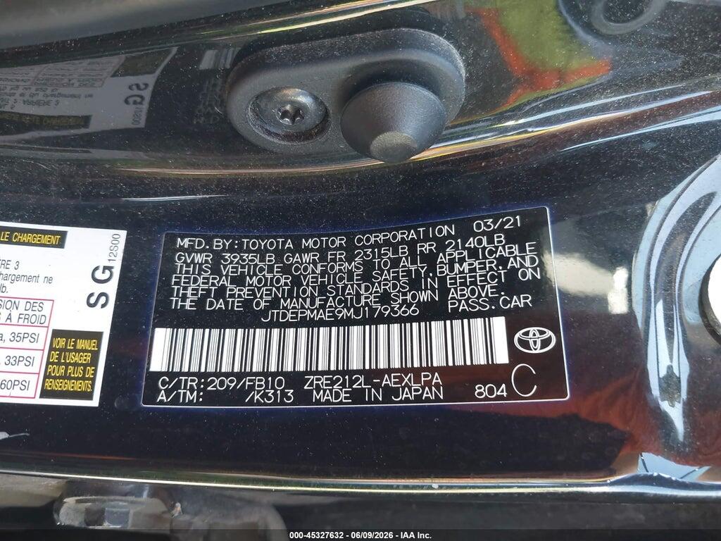 JTDEPMAE9MJ179366 2021 TOYOTA COROLLA photo no. 9