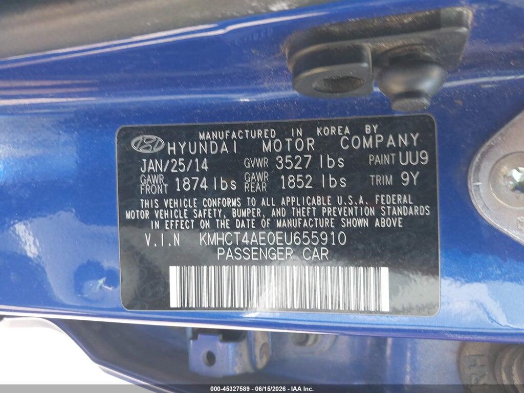KMHCT4AE0EU655910 2014 HYUNDAI ACCENT photo no. 9