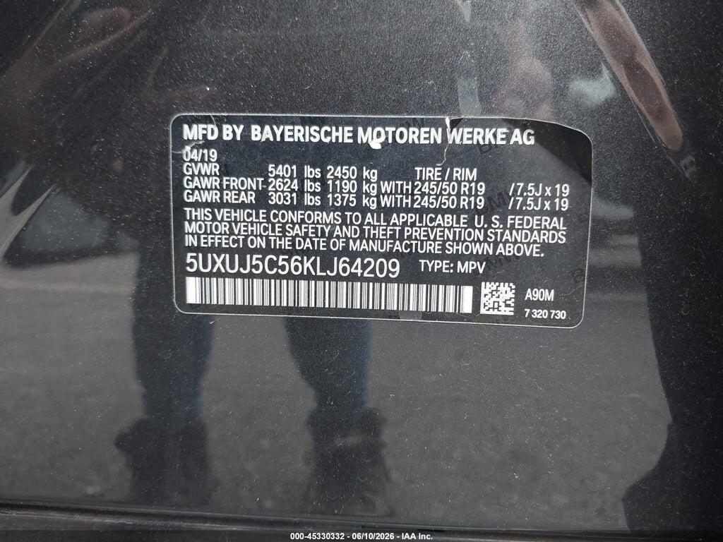 5UXUJ5C56KLJ64209 2019 BMW X4 photo no. 9