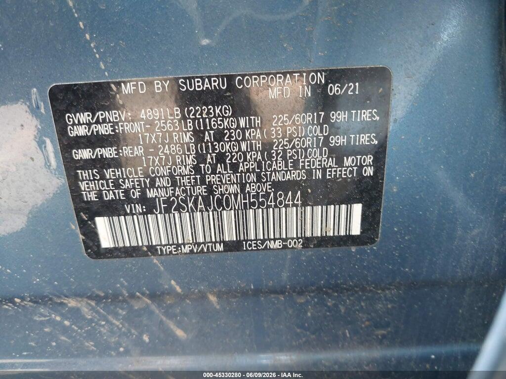 JF2SKAJC0MH554844 2021 SUBARU FORESTER photo no. 9