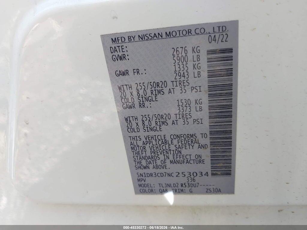 5N1DR3CD7NC253034 2022 NISSAN PATHFINDER photo no. 9