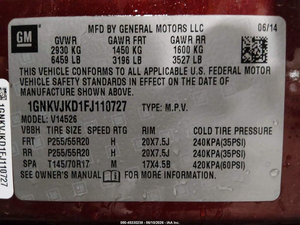 1GNKVJKD1FJ110727 2015 CHEVROLET TRAVERSE photo no. 9