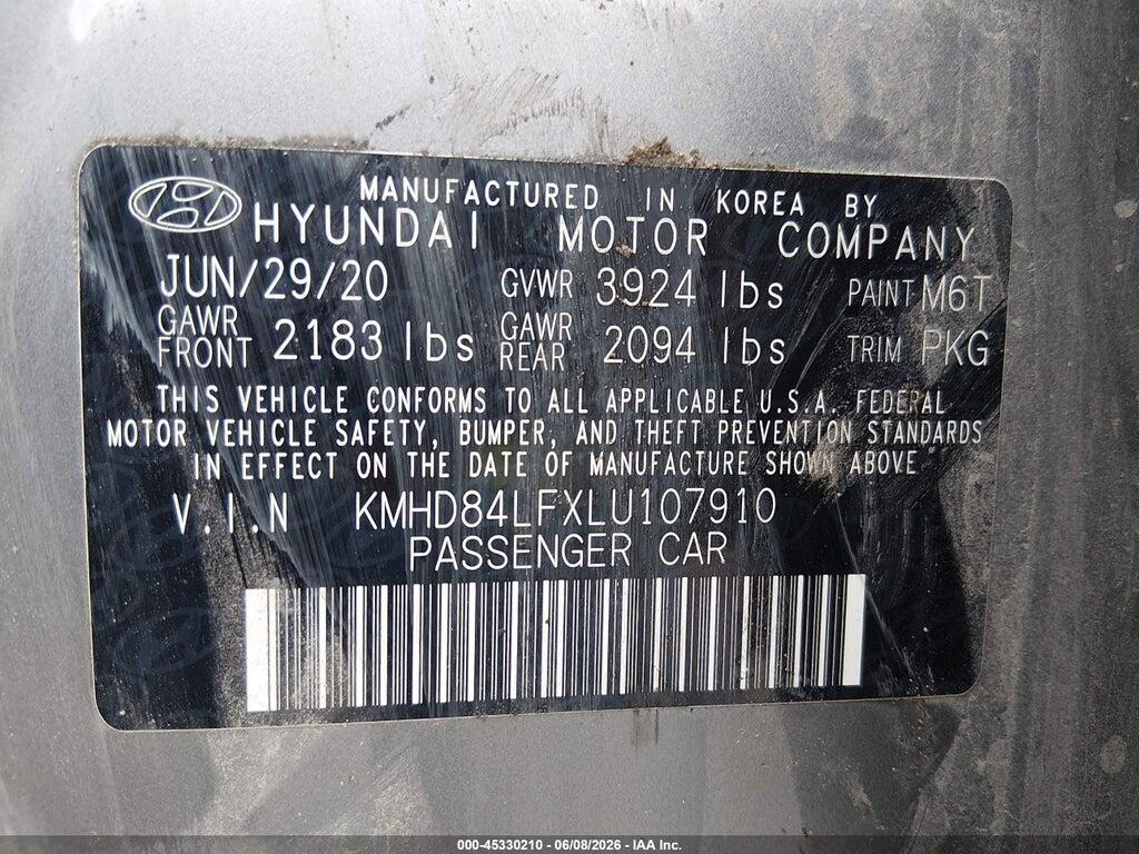 KMHD84LFXLU107910 2020 HYUNDAI ELANTRA photo no. 9