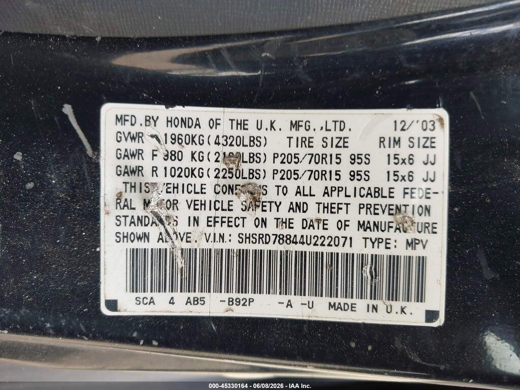 SHSRD78844U222071 2004 HONDA CR-V photo no. 9