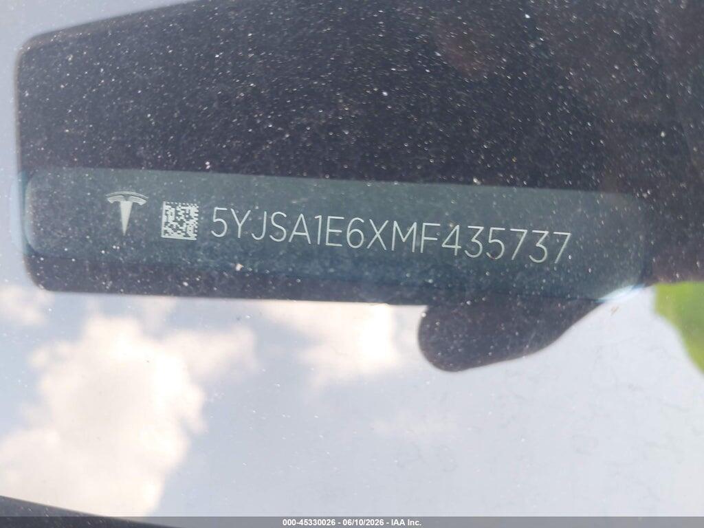 5YJSA1E6XMF435737 2021 TESLA MODEL S photo no. 9